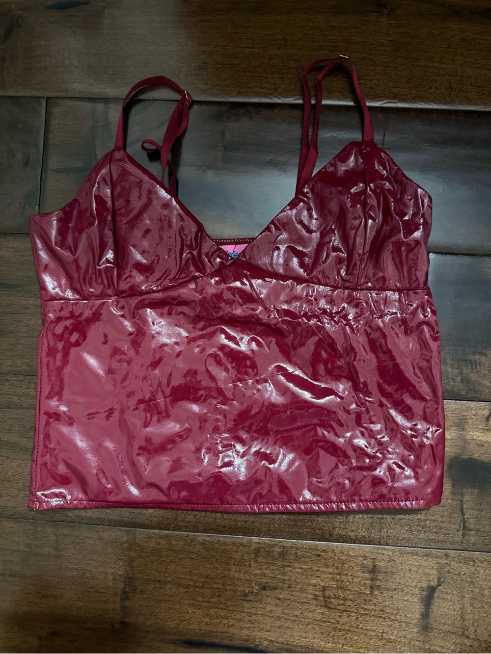 Edikted Shiny Wine Red Cami Tank Top
